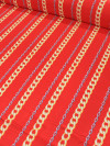 Tecido Viscose Correntes Vermelho e Dourado