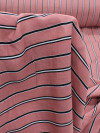 Tecido Viscose Listrado Goiaba, Preto e Branco