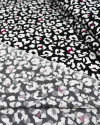 Tecido Viscose Brocada Animal Print Branco, Rosa e Preto