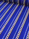 Tecido Viscose Correntes Azul e Dourado
