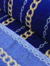 Tecido Viscose Correntes Azul e Dourado