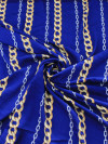 Tecido Viscose Correntes Azul e Dourado