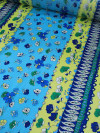 Tecido Viscose Floral Azul Amarelo e Verde