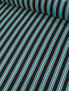 Tecido Viscose Listrado Preto Azul Turquesa e bege