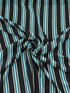 Tecido Viscose Listrado Preto Azul Turquesa e bege