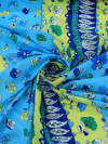 Tecido Viscose Floral Azul Amarelo e Verde