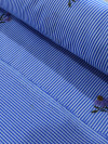 Tecido Cambraia de Algodão Bordada Listras e Flores Azul Branco e Lilás