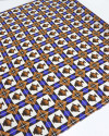 Tecido Viscose Italiano Vasos Antigo e Geométricos Azul e Terracota