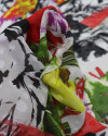 Tecido Crepe Chiffon Multi Estampa Floral e Poá Brocado Colorido