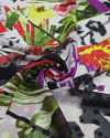 Tecido Crepe Chiffon Multi Estampa Floral e Poá Brocado Colorido