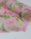 Tecido Crepe GGT Floral e Costela de Adão Rosa