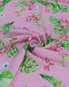 Tecido Crepe GGT Floral e Costela de Adão Rosa