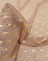 Tecido Crepe Chiffon Toque de Seda com Foil Micro Poá Preto e Nude