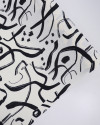 Tecido Crepe Koshibo Pinturas Abstratas Preto e Offwhite