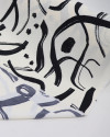 Tecido Crepe Koshibo Pinturas Abstratas Preto e Offwhite