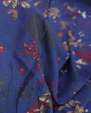 Tecido Viscose Ramos Florais e Cogumelos Colorido e Azul