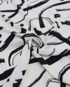 Tecido Crepe Koshibo Pinturas Abstratas Preto e Offwhite