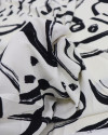 Tecido Crepe Koshibo Pinturas Abstratas Preto e Offwhite