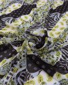 Tecido Crepe Chiffon Estampa Diversa em Recortes Marrom e Amarelo
