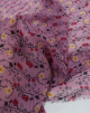 Tecido Crepe Chiffon Texturizado Barrado Floral Vermelho e Rosa