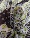 Tecido Crepe Chiffon Estampa Diversa em Recortes Marrom e Amarelo