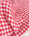 Tecido Viscose Micro Quadriculado Branco e Vermelho (COM DETALHES)