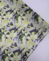 Tecido Crepe Chiffon Abstrtato Verde e Amarelo Claro