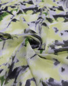 Tecido Crepe Chiffon Abstrtato Verde e Amarelo Claro
