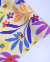 Tecido Crepe Koshibo Macro Flores Havaiano e Amarelo