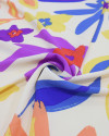 Tecido Crepe Koshibo Macro Flores Havaiano e Amarelo