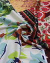 Tecido Crepe Silk Italiano Quadrados Multi Estampas