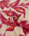 Tecido Crepe Koshibo Lírios Rosa e Bege