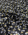 Tecido Crepe Chiffon Toque de Seda Com Foil Floral Branco e Preto