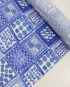 Tecido Viscose Premium Estampa Lenço Brasilidade Tons de Azul