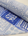 Tecido Viscose Premium Estampa Lenço Brasilidade Tons de Azul