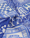 Tecido Viscose Premium Estampa Lenço Brasilidade Tons de Azul