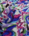 Tecido Viscose Italiana Étnico Tons de Azul e Rosa