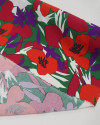 Tecido Linho Misto Italiano Pintura Floral Vermelho e Roxo