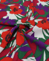 Tecido Linho Misto Italiano Pintura Floral Vermelho e Roxo