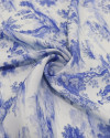 Tecido Viscose Premium Toile de Jouy Tons de Azul