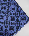 Tecido Crepe Silk Italiano Estampa e Barrado Tons de Azul