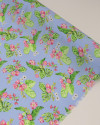 Tecido Crepe GGT Floral e Costela de Adão Azul