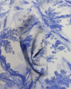 Tecido Viscose Premium Toile de Jouy Tons de Azul