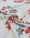Tecido Viscose Macro Ramos Vermelho e Offwhite