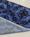 Tecido Crepe Silk Italiano Estampa e Barrado Tons de Azul