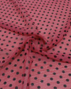 Tecido Crepe Chiffon Poá Preto e Rosa Chiclete