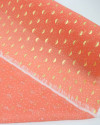 Tecido Crepe Chiffon Toque de Seda com Foil Micro Poá Branco e Coral