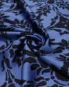 Tecido Crepe Silk Italiano Estampa e Barrado Tons de Azul