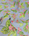 Tecido Crepe GGT Floral e Costela de Adão Azul